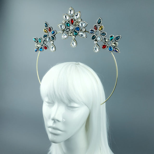 Multi Coloured Diamante Jewel Halo 90