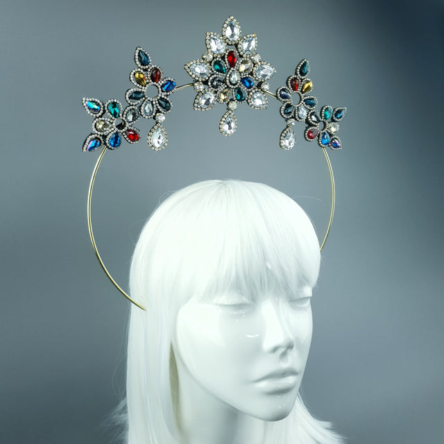 Multi Coloured Diamante Jewel Halo 90