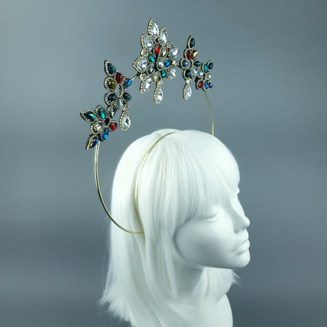 Multi Coloured Diamante Jewel Halo 90