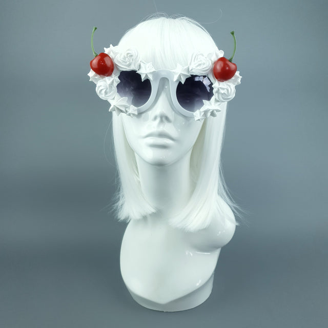 "Fondant" White Frosting Icing Cherry Sunglasses