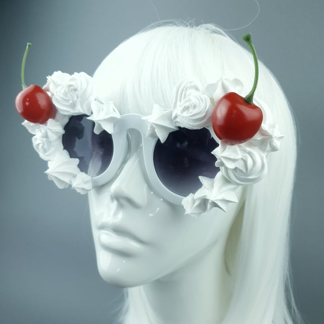 "Fondant" White Frosting Icing Cherry Sunglasses