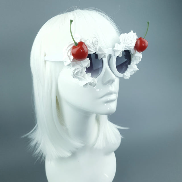 "Fondant" White Frosting Icing Cherry Sunglasses