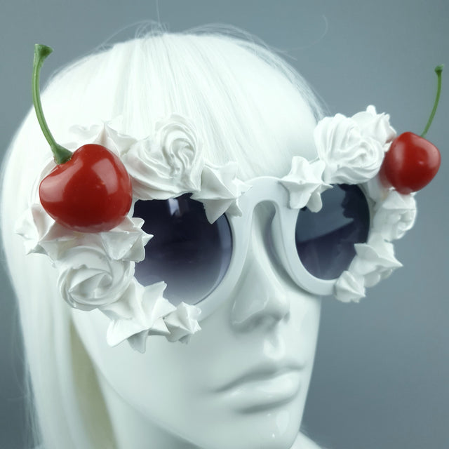 "Fondant" White Frosting Icing Cherry Sunglasses