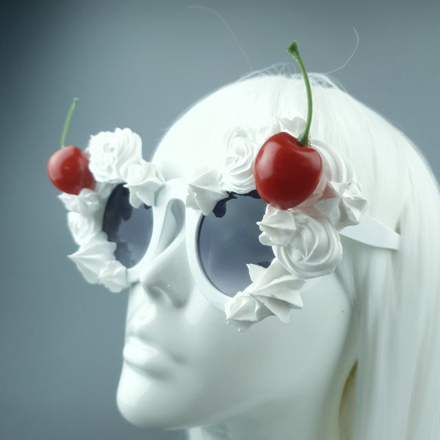 "Fondant" White Frosting Icing Cherry Sunglasses