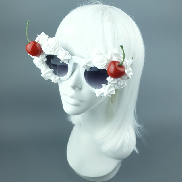 "Fondant" White Frosting Icing Cherry Sunglasses