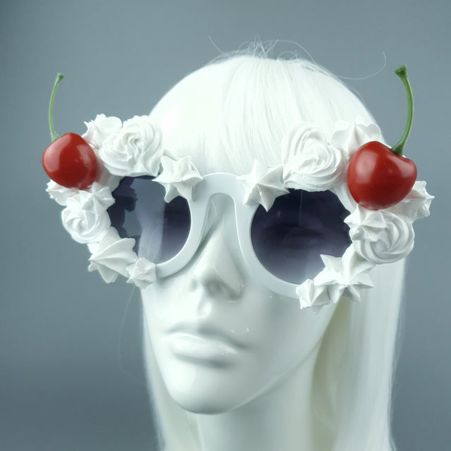 "Fondant" White Frosting Icing Cherry Sunglasses