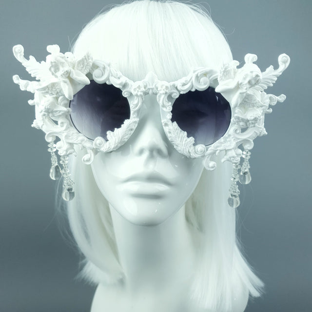 "Callisto" White Cherub & Filigree Sunglasses