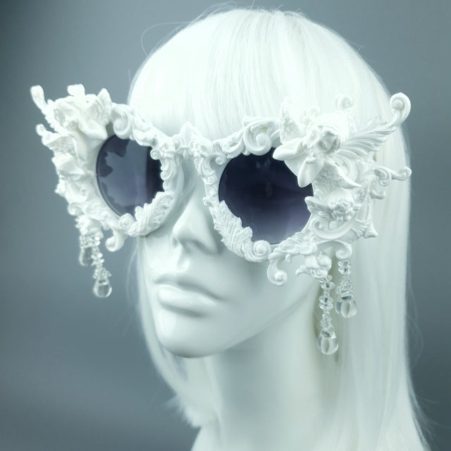 "Callisto" White Cherub & Filigree Sunglasses