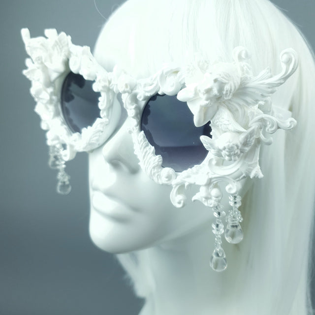 "Callisto" White Cherub & Filigree Sunglasses