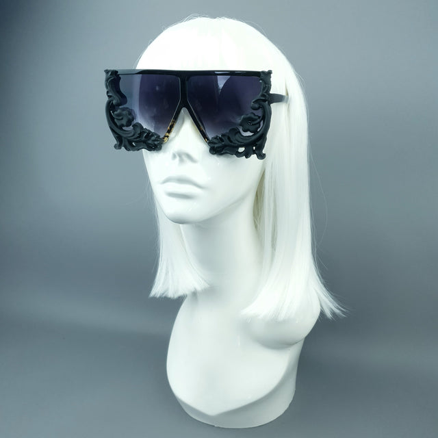 "Laszlo" Black Filigree Unisex Sunglasses