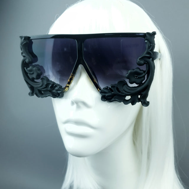 "Laszlo" Black Filigree Unisex Sunglasses