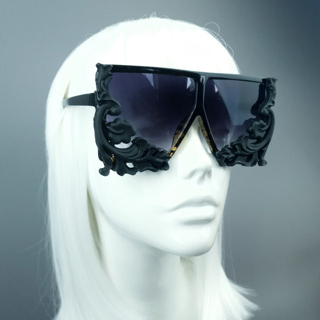 "Laszlo" Black Filigree Unisex Sunglasses