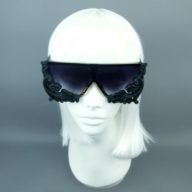 "Laszlo" Black Filigree Unisex Sunglasses