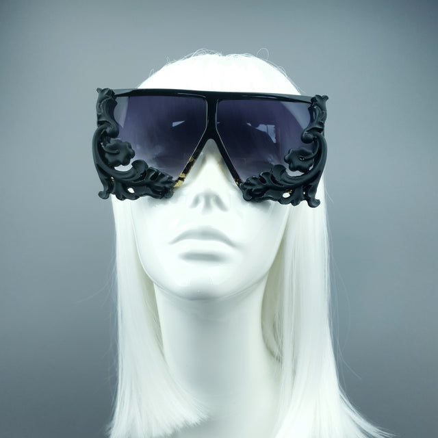 "Laszlo" Black Filigree Unisex Sunglasses