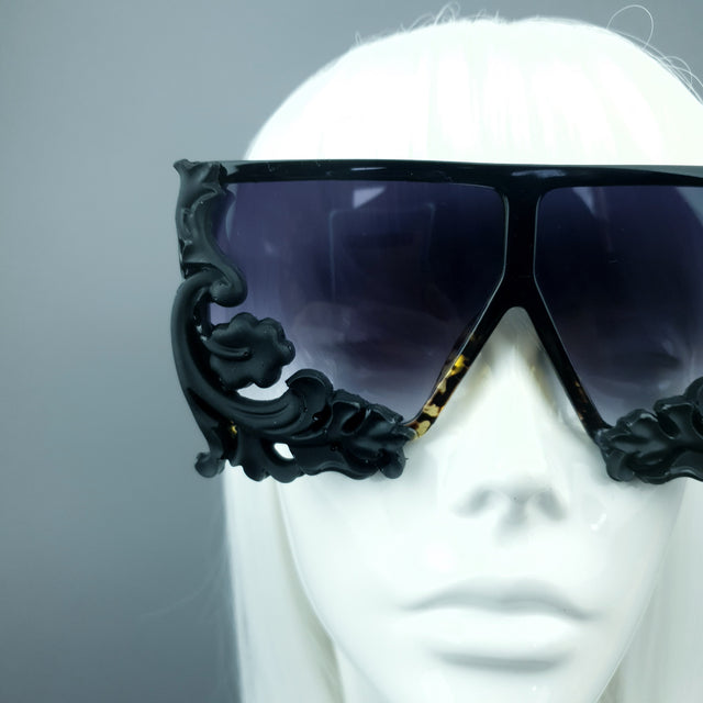 "Laszlo" Black Filigree Unisex Sunglasses
