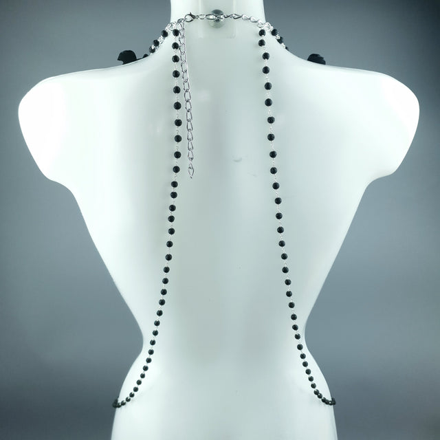 "Nyx" Black Filigree & Beading Body Jewellery with Nipple Pasties