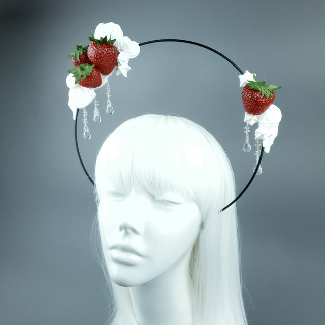 Pearls & Swine: Strawberry & Cream Halo Headdress with Beading "Yumi"