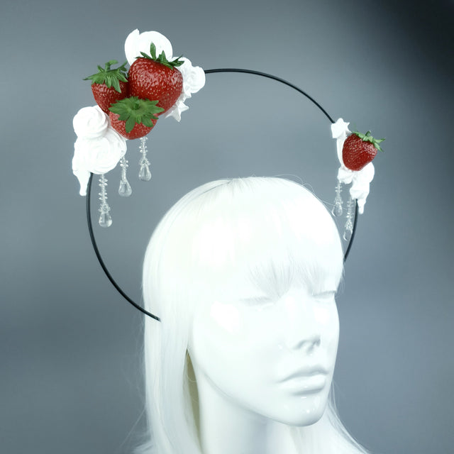 Pearls & Swine: Strawberry & Cream Halo Headdress with Beading "Yumi"