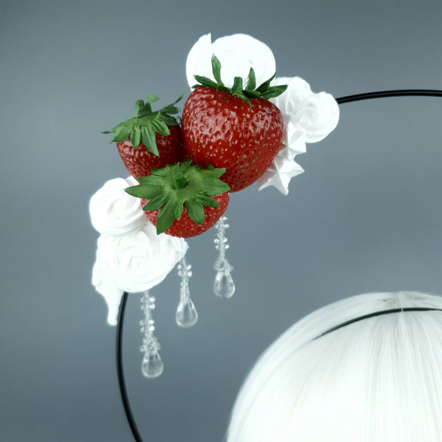 Pearls & Swine: Strawberry & Cream Halo Headdress with Beading "Yumi"