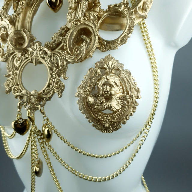 "Framed" Gold Frames & Hearts Harness Body Jewellery & Pasties.