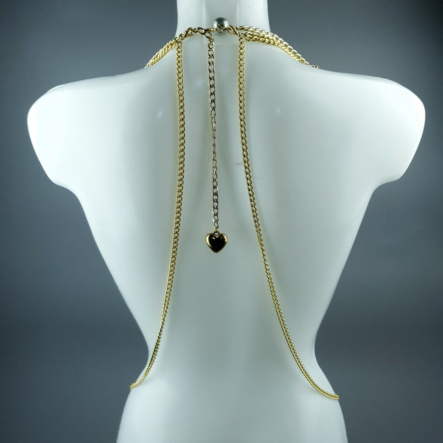 "Framed" Gold Frames & Hearts Harness Body Jewellery & Pasties.