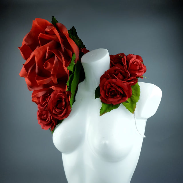"Flor" Red Rose Collar Shoulder Neckpiece
