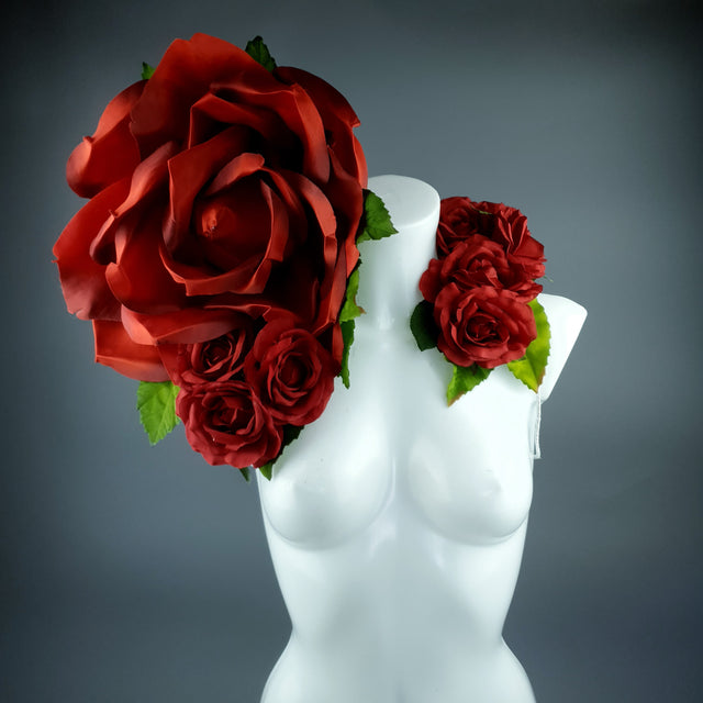 "Flor" Red Rose Collar Shoulder Neckpiece