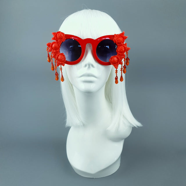 "Alala" Red Roses & Beading Sunglasses