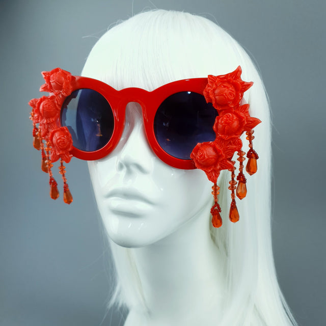 "Alala" Red Roses & Beading Sunglasses