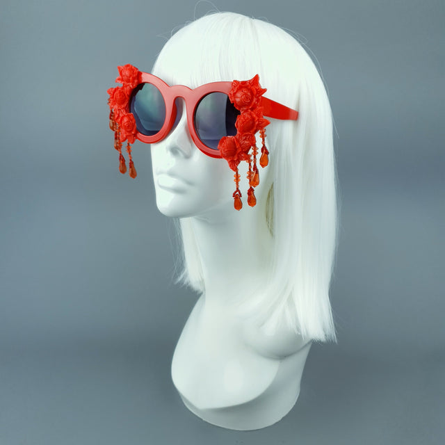"Alala" Red Roses & Beading Sunglasses