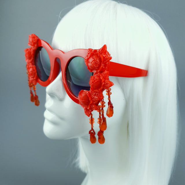 "Alala" Red Roses & Beading Sunglasses
