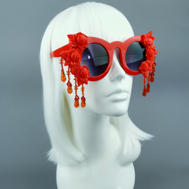 "Alala" Red Roses & Beading Sunglasses