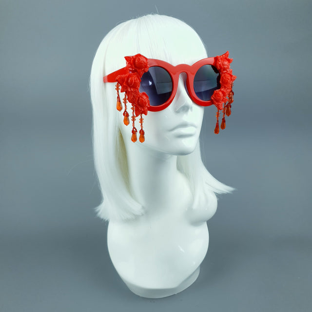 "Alala" Red Roses & Beading Sunglasses