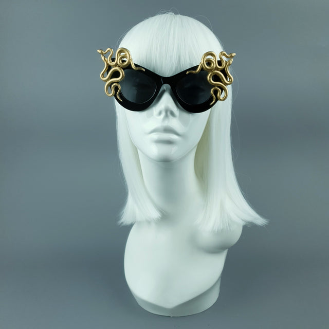 "Medusa" Gold Snake Black Sunglasses