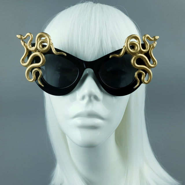 "Medusa" Gold Snake Black Sunglasses