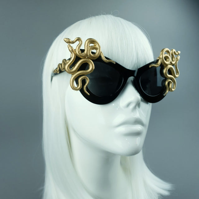 "Medusa" Gold Snake Black Sunglasses