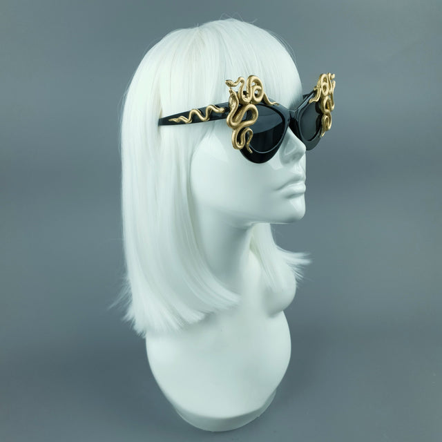"Medusa" Gold Snake Black Sunglasses