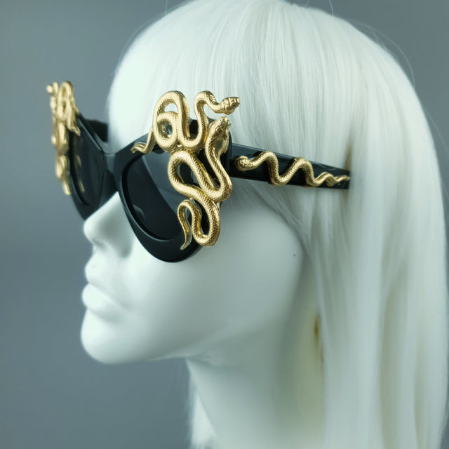 "Medusa" Gold Snake Black Sunglasses
