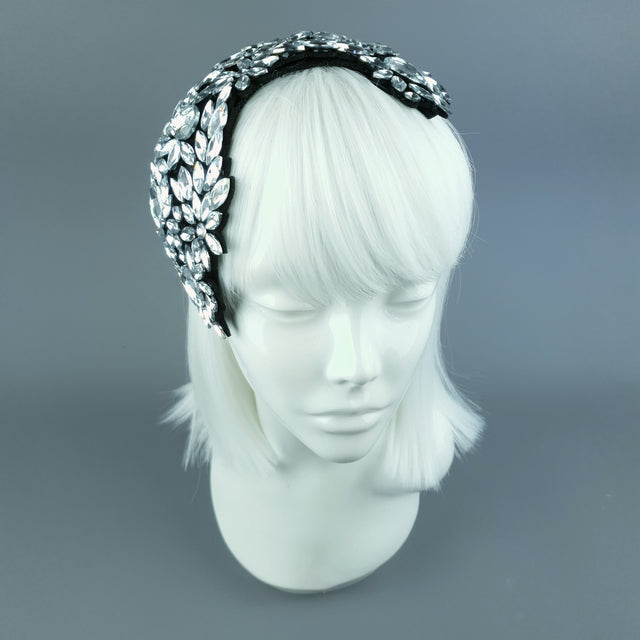 "Monroe" Silver Clear Vintage Inspired Jewel Fascinator Hat