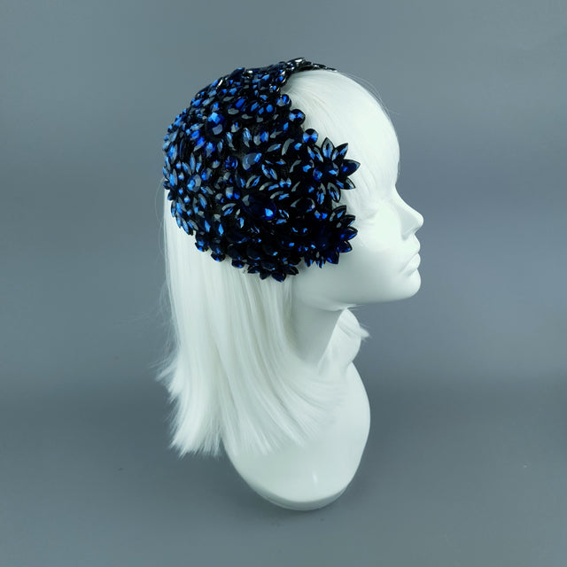 "Monroe" Deep Blue Vintage Inspired Jewel Fascinator Hat
