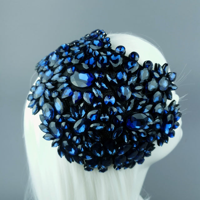 "Monroe" Deep Blue Vintage Inspired Jewel Fascinator Hat