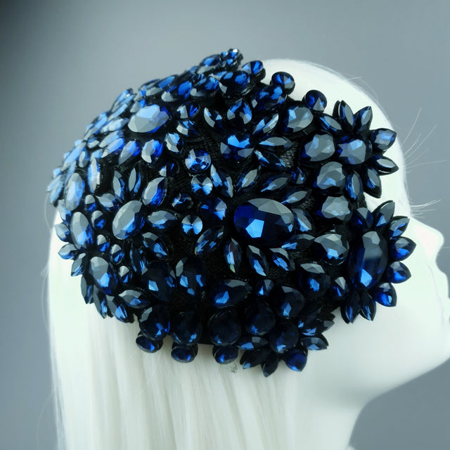 "Monroe" Deep Blue Vintage Inspired Jewel Fascinator Hat