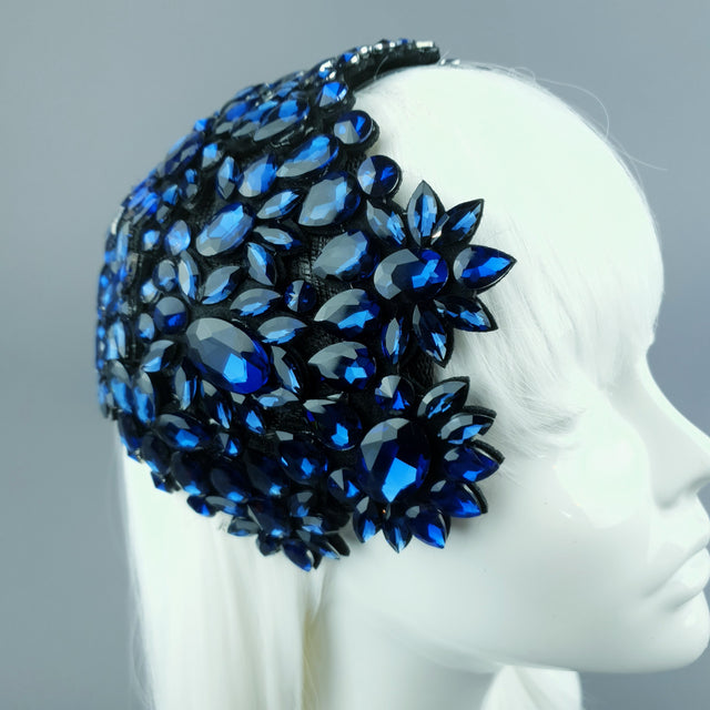 "Monroe" Deep Blue Vintage Inspired Jewel Fascinator Hat