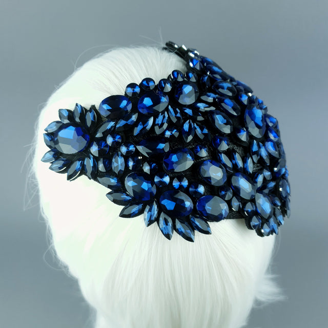 "Monroe" Deep Blue Vintage Inspired Jewel Fascinator Hat