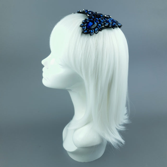 "Monroe" Deep Blue Vintage Inspired Jewel Fascinator Hat