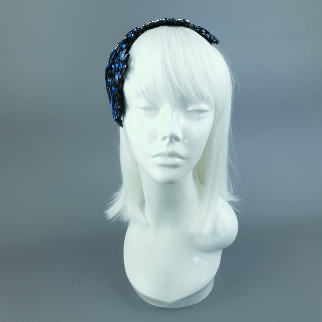 "Monroe" Deep Blue Vintage Inspired Jewel Fascinator Hat