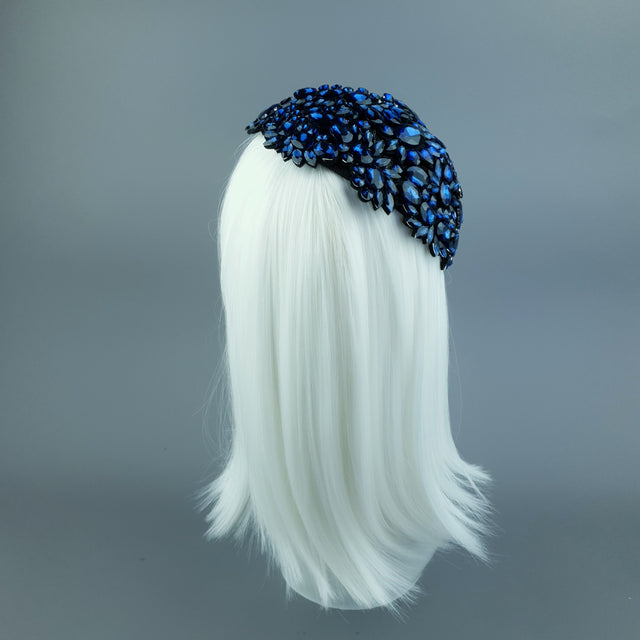"Monroe" Deep Blue Vintage Inspired Jewel Fascinator Hat