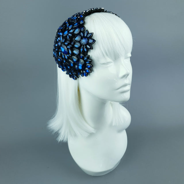 "Monroe" Deep Blue Vintage Inspired Jewel Fascinator Hat