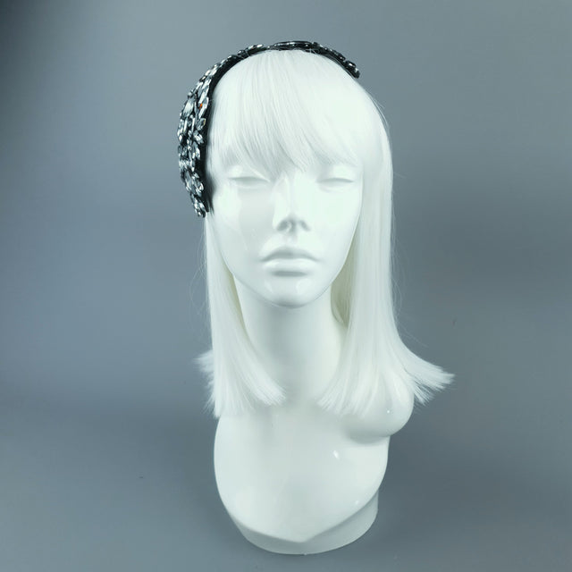"Monroe" Black Grey Vintage Inspired Jewel Fascinator Hat