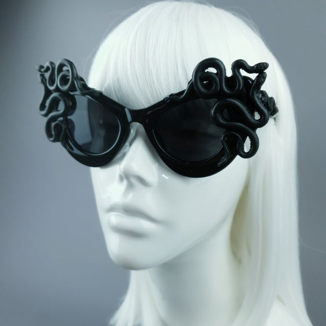"Medusa" Black Snake Black Sunglasses